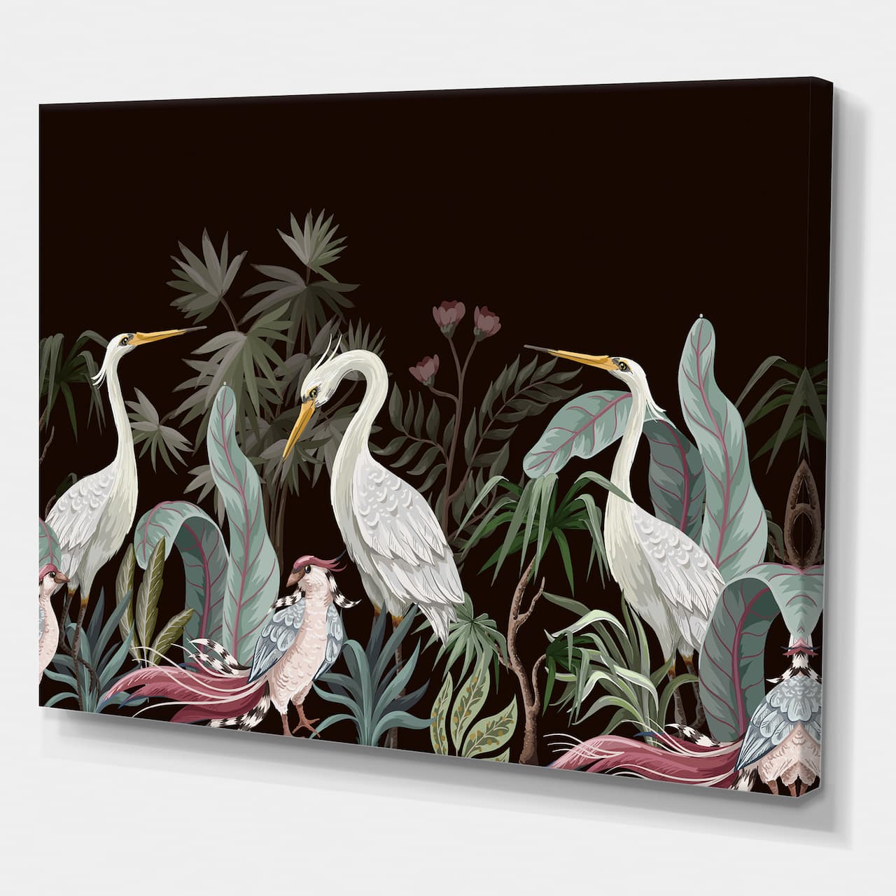 Designart - Chinoiserie With Birds and Peonies III - Traditional Canvas Wall Art Print